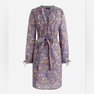 Tie-waist tunic beach dress in midnight floral